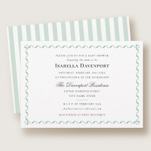 Invitación Dulce y elegante cinta a rayas para baby shower ve