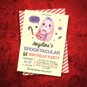 Invitación Dulce y espeluznante caramelo de fantasma cumpleañ