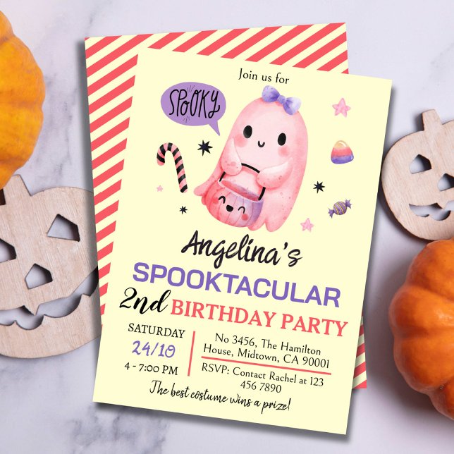 Invitación Dulce y espeluznante caramelo fantasma 2º cumpleañ (Subido por el creador)