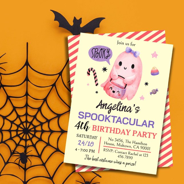 Invitación Dulce y espeluznante caramelo fantasma 4 cumpleaño (Subido por el creador)