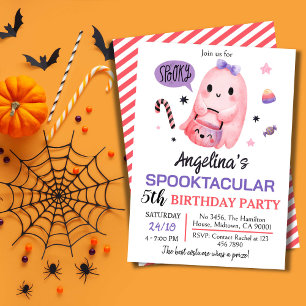 Invitación Dulce y espeluznante caramelo fantasma 5 cumpleaño