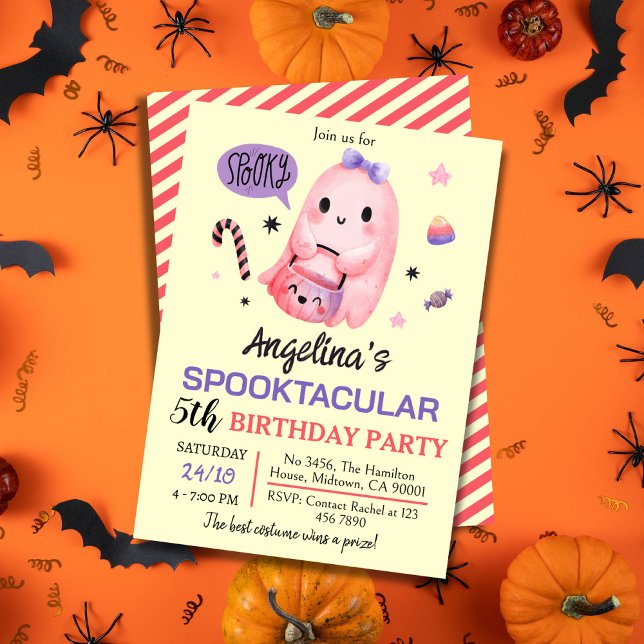 Invitación Dulce y espeluznante caramelo fantasma 5 cumpleaño (Subido por el creador)