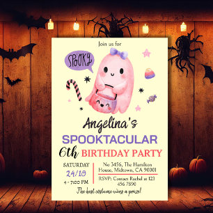 Invitación Dulce y espeluznante caramelo fantasma 6 cumpleaño