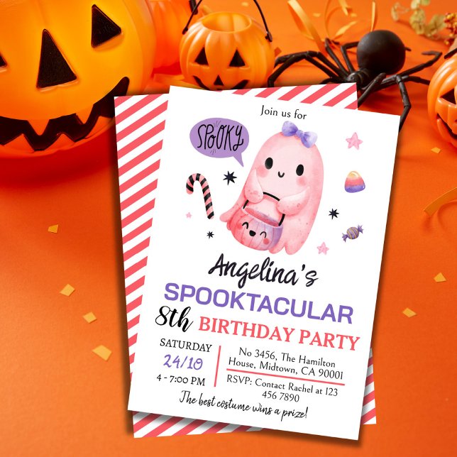 Invitación Dulce y espeluznante caramelo fantasma 8 cumpleaño (Subido por el creador)
