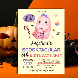 Invitación Dulce y espeluznante caramelo fantasma 8 cumpleaño
