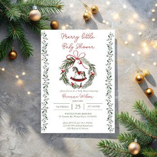 Invitación Dulce y pequeña ducha de bebé de Navidad de invier