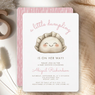 Invitación Dulce y Pequeño Bebe Rosa Shower de Dumpling