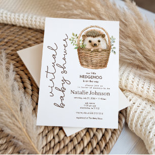 Invitación Dulce y Pequeño Erizo Virtual Baby Shower