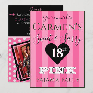 Invitación Dulce y Sassy Fiesta de Pijamas Rosa Foto