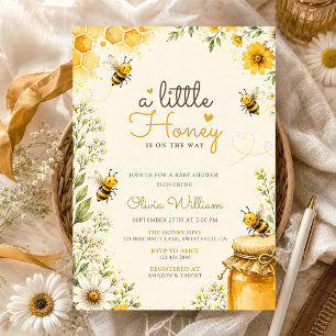 Invitación Dulce y Silvestre Fiesta de Bebé Abeja de Miel