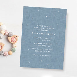Invitación Dulce y simple baby shower de azul chambray