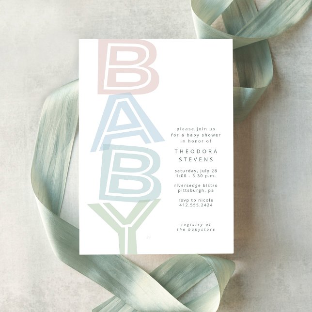 Invitación Dulce y simple baby shower pastel (Subido por el creador)