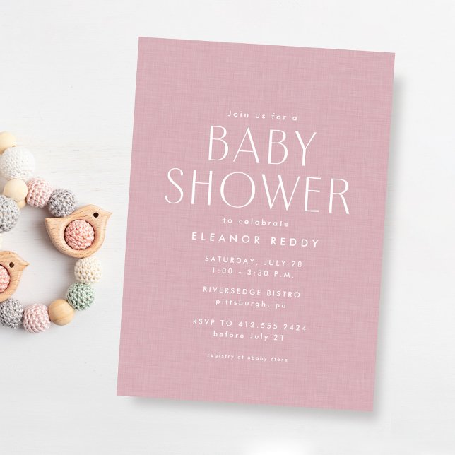 Invitación Dulce y simple baby shower rosa (Subido por el creador)