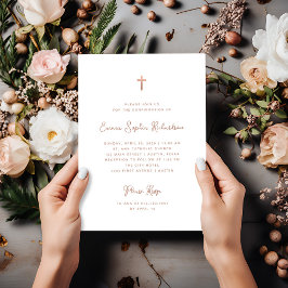Invitación Dulce y simple | Confirmación de oro Rosa