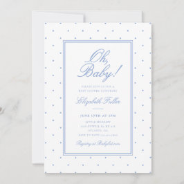 Invitación Dulce y Simple Fiesta de Bebé de Lunares Azules