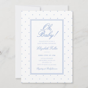 Invitación Dulce y Simple Fiesta de Bebé de Lunares Azules