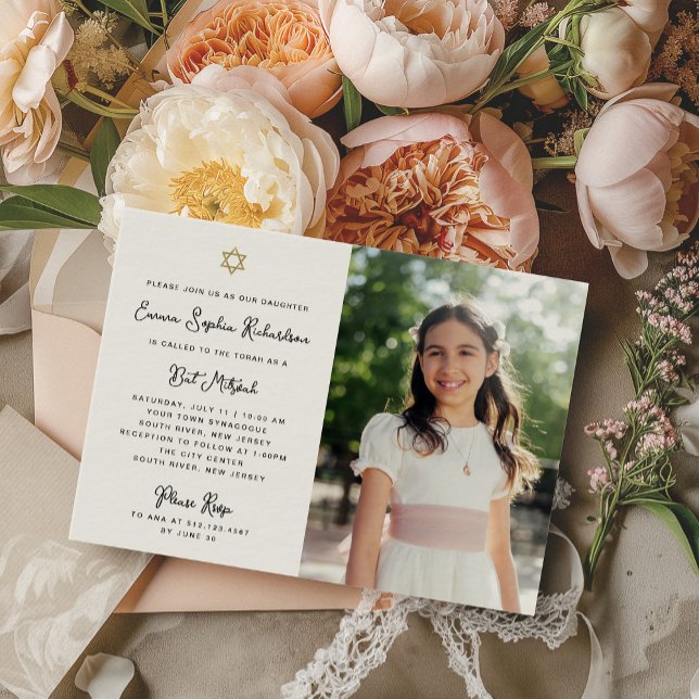 Invitación Dulce y simple | Foto Bat Mitzvah (Subido por el creador)