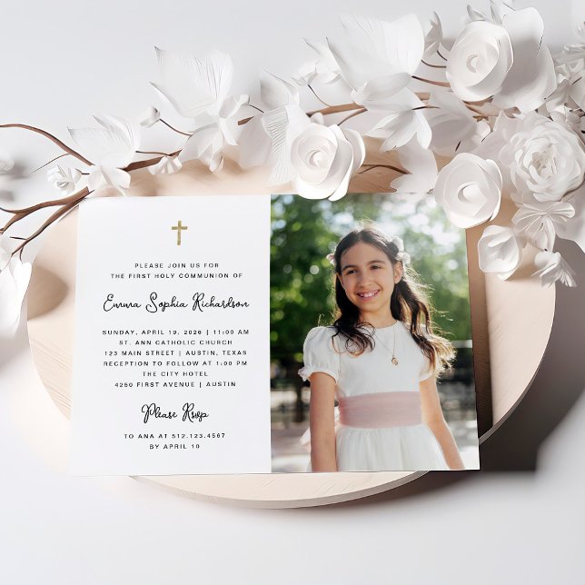 Invitación Dulce y simple | Foto Primera Comunión Sagrada (An elegant photo invitation for their First Holy Communion)