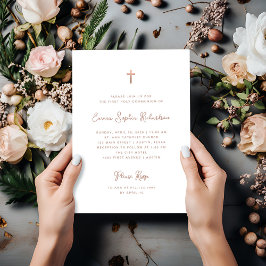 Invitación Dulce y simple | Rosa Oro Primero Santa Comunión