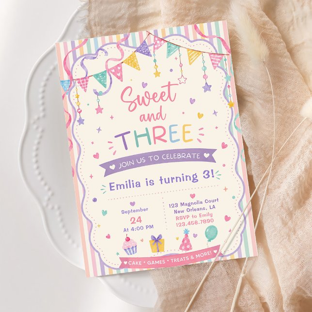 Invitación Dulce y Tres dulces de caramelo pastel cumpleaños  (Subido por el creador)