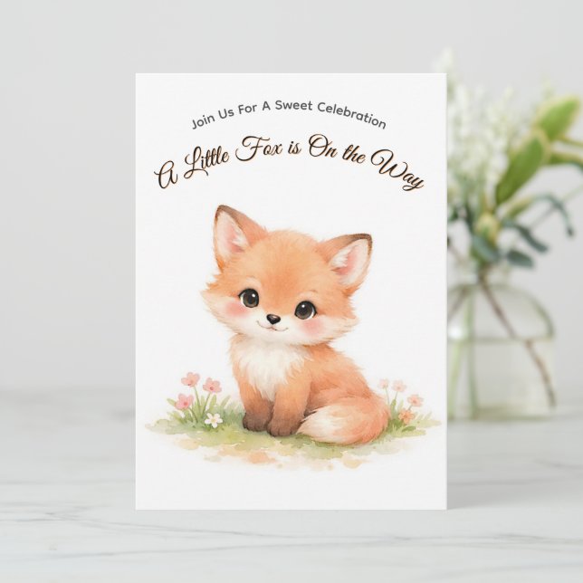 Invitación Dulce zorro bebé de pastel Cumpleaños, Fiesta del  (Anverso de pie)
