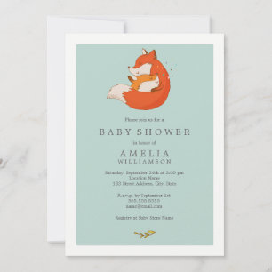 Invitación Dulce zorro de bosque mamá y bebé Baby Shower
