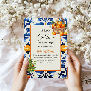 Invitación Dulcecito Azulejo Italiano Citrus Baby Shower