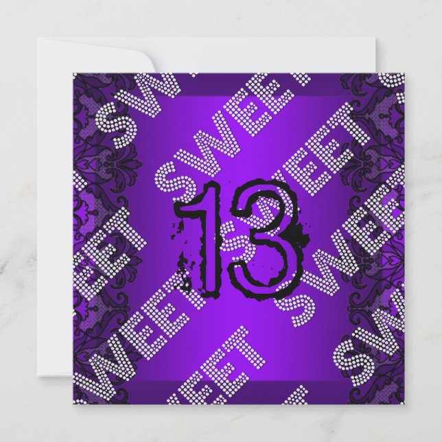 Invitación Dulces 13 cumpleaños 13º Cumpleaños Lazo Morado Ne (Anverso)