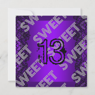 Invitación Dulces 13 cumpleaños 13º Cumpleaños Lazo Morado Ne