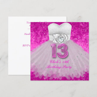 Invitación Dulces 13 Cumpleaños número 13 Fiesta de Chicas Ro