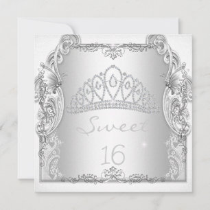 Invitación Dulces 16 16º DIECISÉIS CUMPLEAÑOS Tiara Blanca