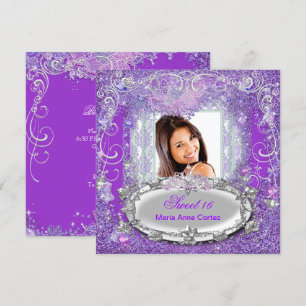 Invitación Dulces 16 16º Dulce Dieciséis Purpurina Mirada