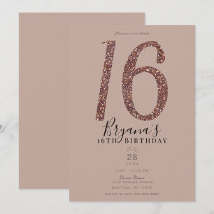 Invitación Dulces 16 16 Fiesta Rosa Rubor Brillante Rosa