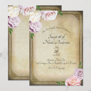 Invitación Dulces 16 Años Fiesta Floral Elegante Libro de Cue