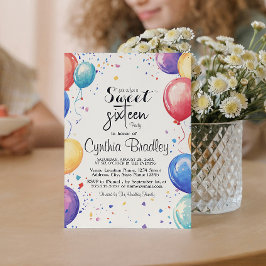 Invitación Dulces 16 Balones de la Fiesta de Cumpleaños I