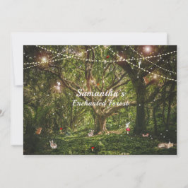 Invitación Dulces 16 Bosque Encantado Hada Pájaro Zorro Ardil