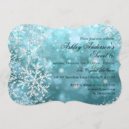 Invitación Dulces 16 Copo de Nieve Brillante Invierno Encanta