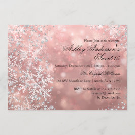 Invitación Dulces 16 Copo de Nieve Brillante Invierno País de