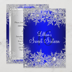 Invitación Dulces 16 Copo de Nieve de invierno maravilloso Az