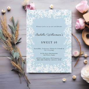 Invitación Dulces 16 copos de nieve azules fiesta de invierno