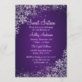 Invitación Dulces 16 Copos de Nieve Brillantes Invierno Encan