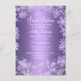Invitación Dulces 16 Copos de Nieve Brillantes Invierno Encan