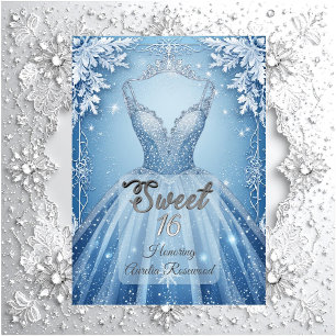 Invitación Dulces 16 Copos de Nieve Helados de Invierno Plate
