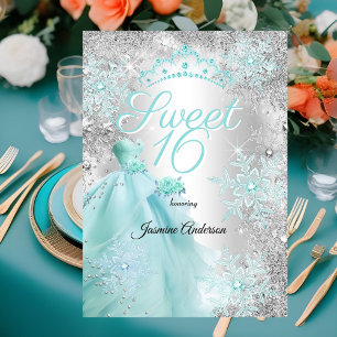 Invitación Dulces 16 cumpleaños azul plata invierno mágico