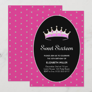 Invitación Dulces 16 Cumpleaños de la Princesa Diamante Fiest