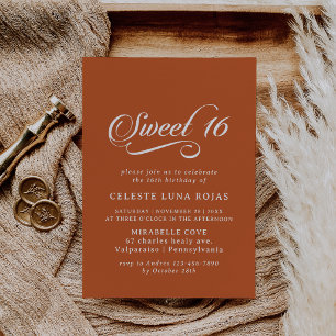 Invitación Dulces 16 Cumpleaños Fiesta de Terracota con Calig