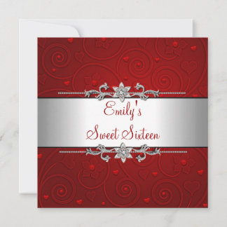 Invitación Dulces 16 Cumpleaños Fiesta Floral Amor Rojo Plate