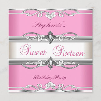 Invitación Dulces 16 Cumpleaños Fiesta Rosa Plateado