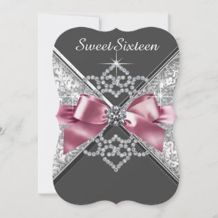 Invitación Dulces 16 Cumpleaños Fiesta Rosa y Negro