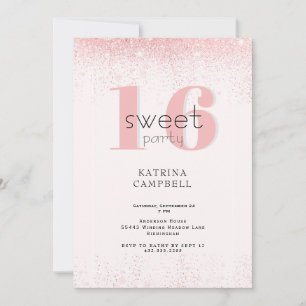 Invitación Dulces 16 Cumpleaños Glam Rosado Brillante Fiesta